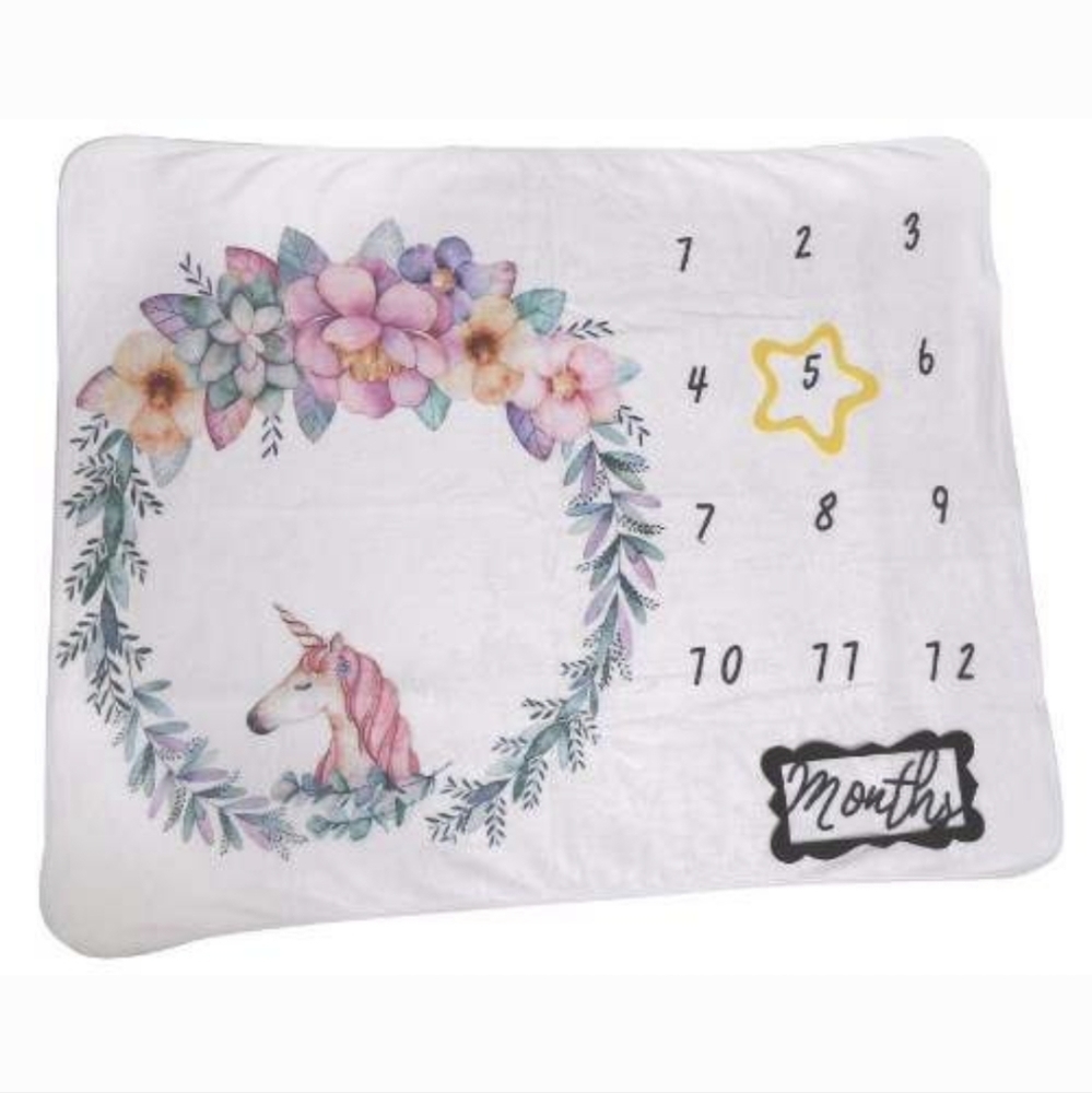 Pink Unicorn Baby Milestone Blanket (NWOT)